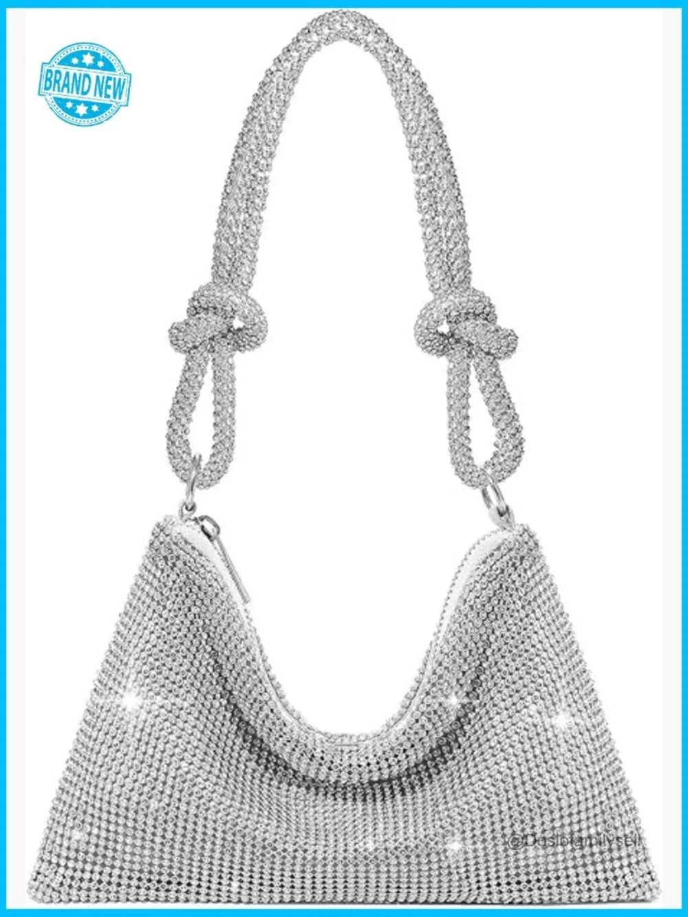 Sparkle Rhinestone Clutch Evening Bag Elegant Dressy Purse Shoulder Strap